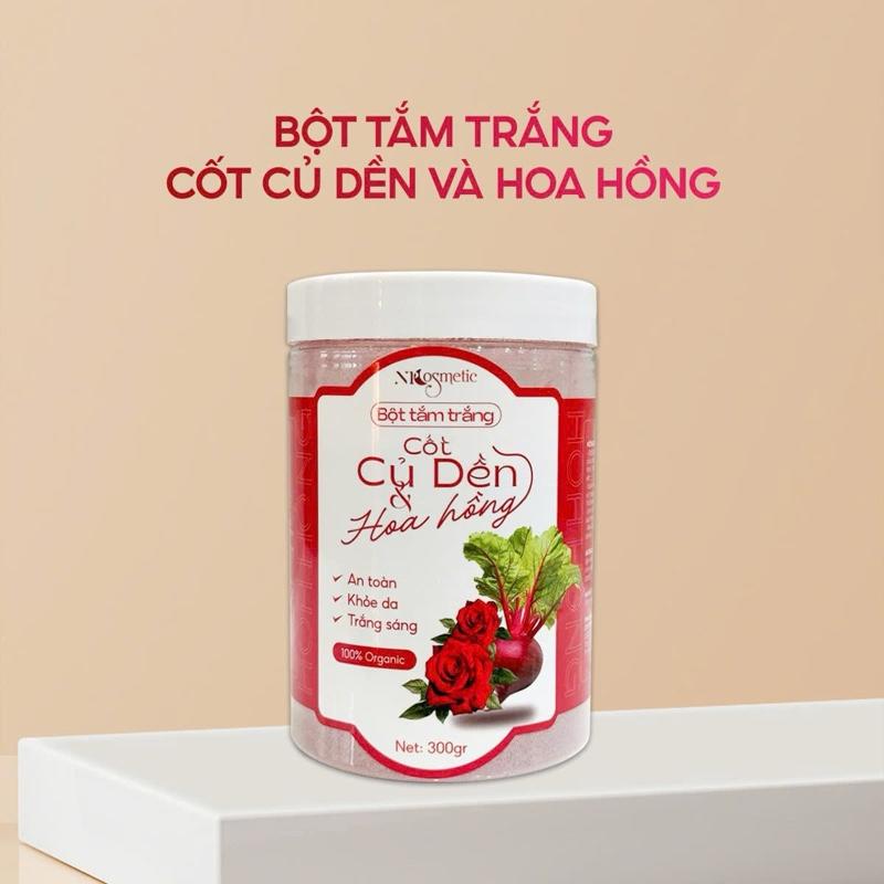 Bột Tắm Trắng Cốt Củ Dền & Hoa Hồng 300gr - dưỡng Da Trắng sáng ,tẩy tế bào chết, giảm tình trạng mụn cơ thể