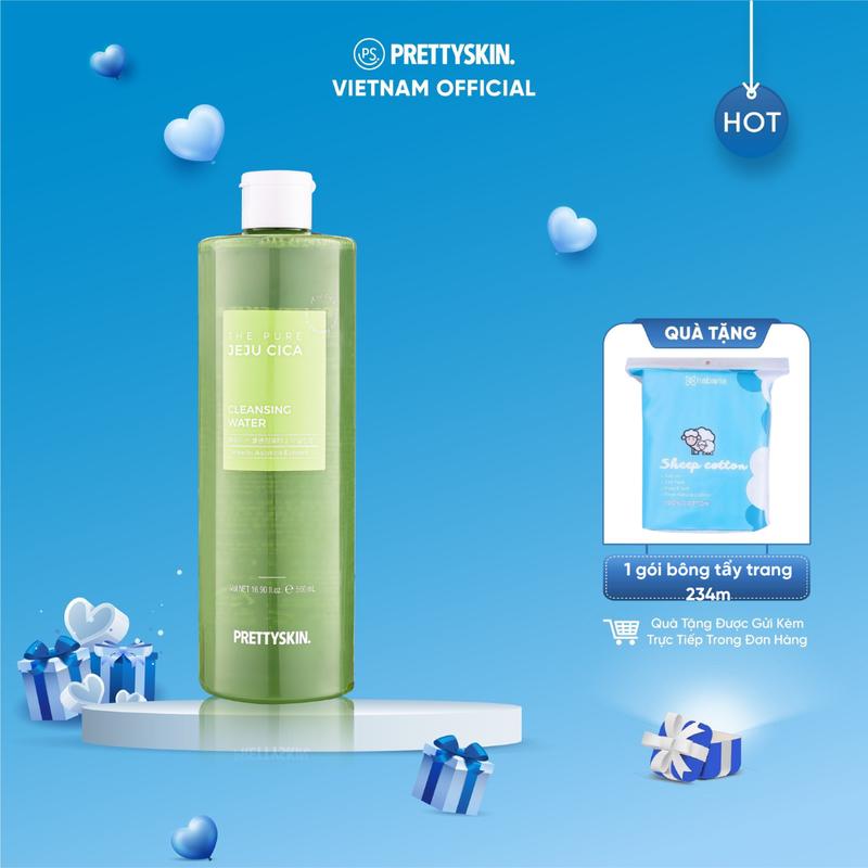 Tặng 1 gói bông tt 234m Nước tẩy trang rau má 500ml PS. PRETTYSKIN. dành cho da dầu mụn
