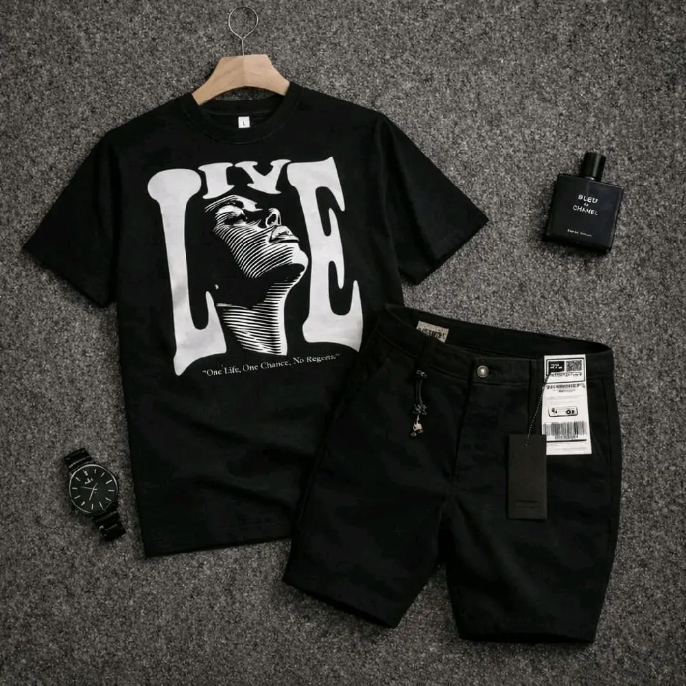 PAKET HEMAT Stelan 100k 2pcs Celana Pendek Chinos Premium & Kaos Oversize Pria Strict Ngaret Slim Fit Short Casual Size 28-33