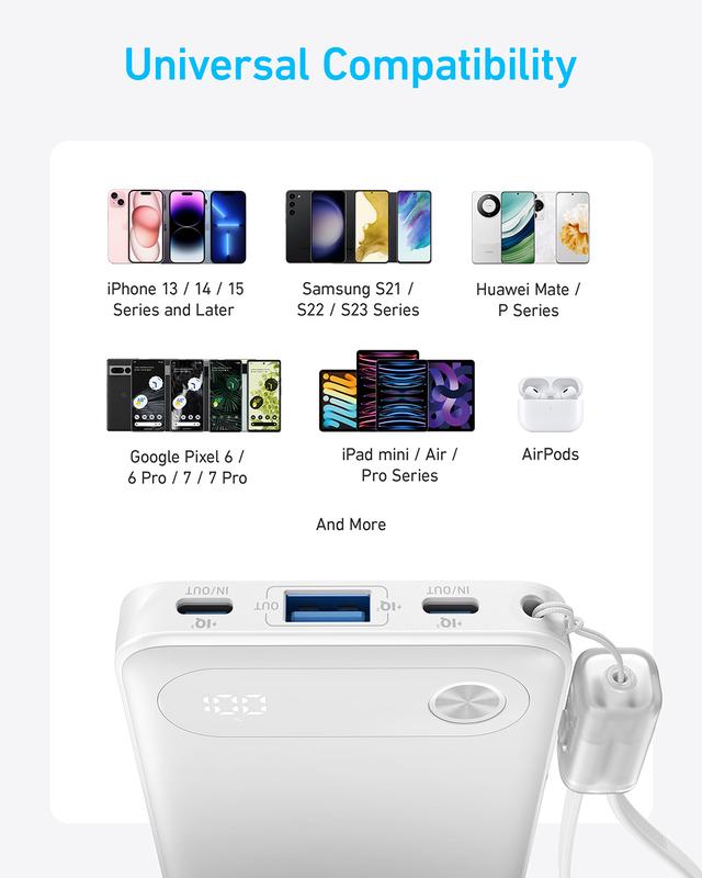 Mini Powerbank Anker 10.000 mAh Fast Charging 22,5W PD with USB-C Cable - A1257 4