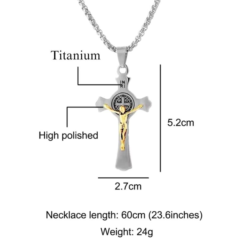 Kalung Salib Katolik St Santo Benediktus Titanium Kalung Doa Perlindungan Kedamaian Aksesoris Elegan 5