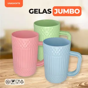 GELAS JUMBO CANTIK 3 PCS WARNA PASTEL DESAIN MODERN COCOK UNTUK MINUMAN FAVORIT KELUARGA SEPERTI ES TEH, ES DEGAN, ES CINCAU
