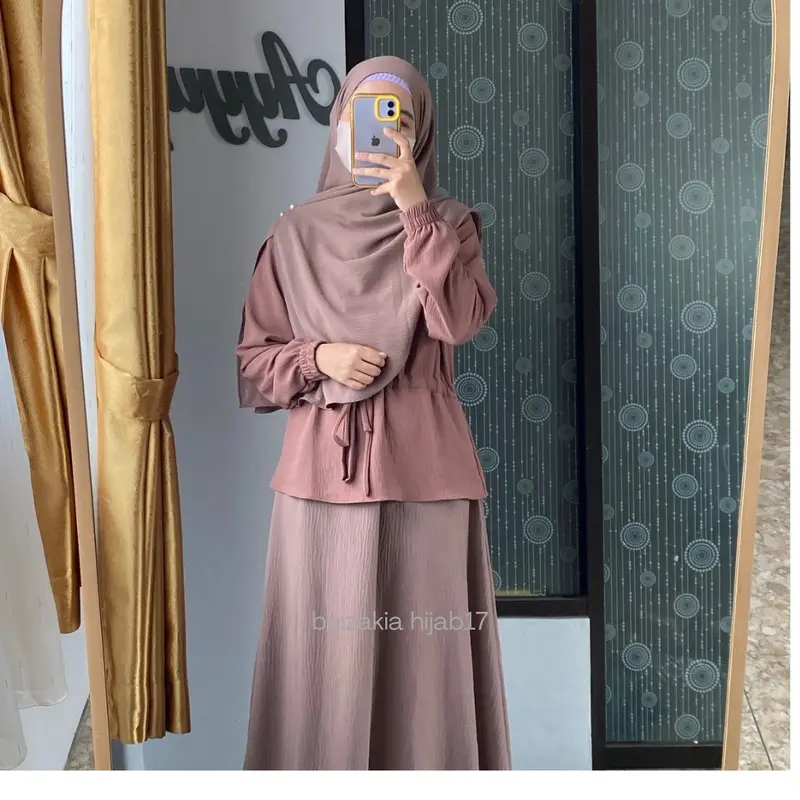 Set Gamis Remaja Zahra Cringkel Muslim Wanita Syari kombinasi 1