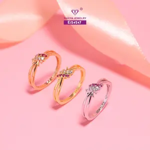 Yaxiya Cincin Fashion Wanita Permata Dimensi Perhiasan Aksesoris 032