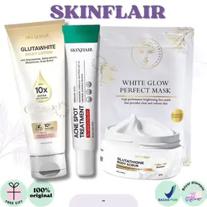 GURLS - SKINFLAIR Glutawhite Milky Lotion 150ml | SKINFLAIR Acne Spot Treatment 30ml | SKINFLAIR body scrub 250gr | SKINFLAIR mask perfect white 50gr