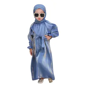 Dress anak dan ibu couple mewah elegan bahan shimmer silk premium terbaru dan terkini /elegan/manis/imut/Gamis anak/Lebaran/idul fitri Muslim Nyaman Mewah Hitam Putih Kerah Baju Bayi Lembut Pasangan Abu Keluarga Syari Keluarga Syari