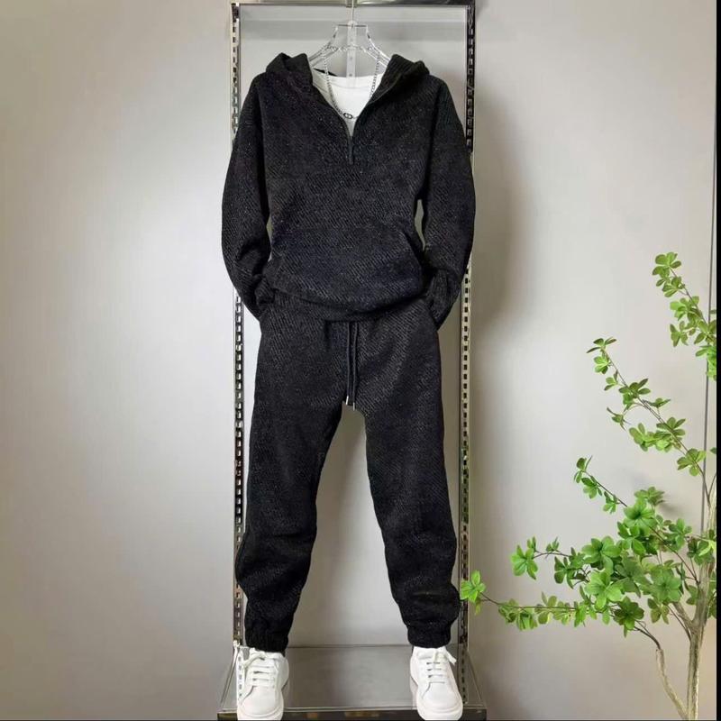  Bộ quần áo HOODIE nam chất liệu dạ kim tuyến có mũ kiểu dáng thể thao năng động trẻ trung phong các hiện đại BKT46 