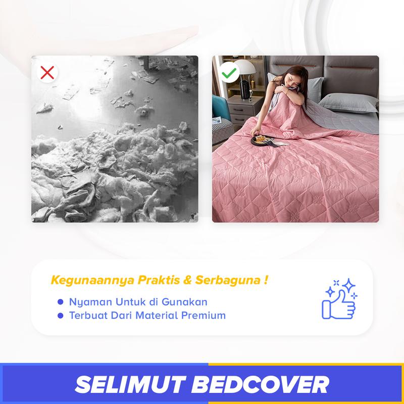 IMPORTIR - Bedcover Katun Linen Lembut dan Halus Ukuran 160x200cm 3