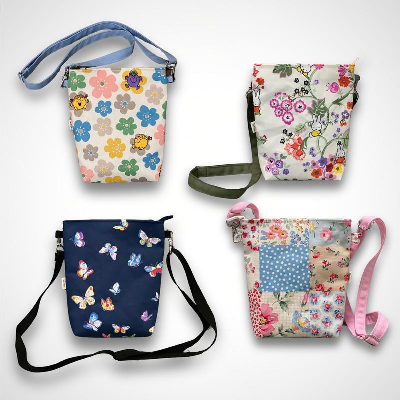 Túi vải canvas phủ PVC chống thấm handmade đeo chéo với nhiều họa tiết dễ thương Bag Nữ Hoa Đeo Vai