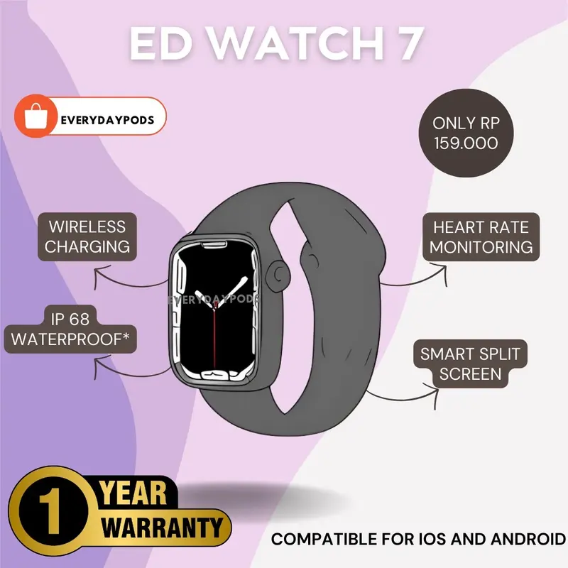 ED Watch Series 7 Pro Bluetooth Smartwatch - Full Touch Screen Phone Call IP68 Waterproof - Custom Watch Face, Body Temperature - by EverydayPods 0