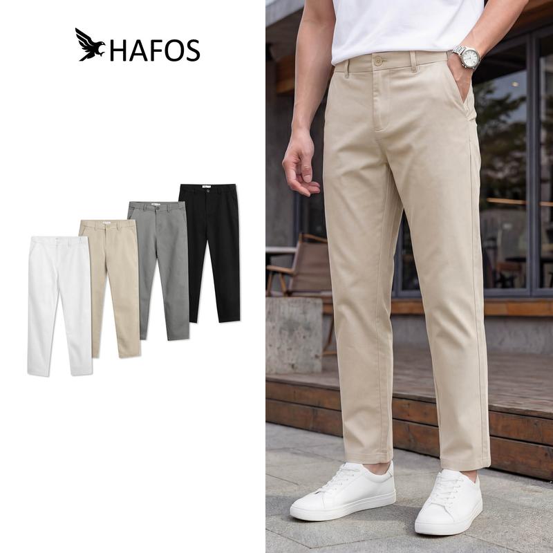 Quần dài kaki nam HAFOS lưng thun Sidetab Form Regular thoải mái, quần kaki nam phiên bản cải tiến co giãn, ít nhăn