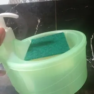 Dispenser Sabun Cuci Piring Viral Model Mangkok Bulat Pump Tempat Sabun Cair Gratis Spons Anti Tumpah Plastik