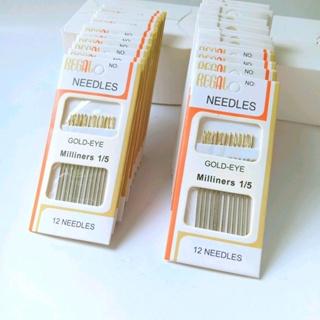 Jarum Jahit Regal Gold Eye Milliners 1/5 dan 3/9 (12 Isi) tangan super 1