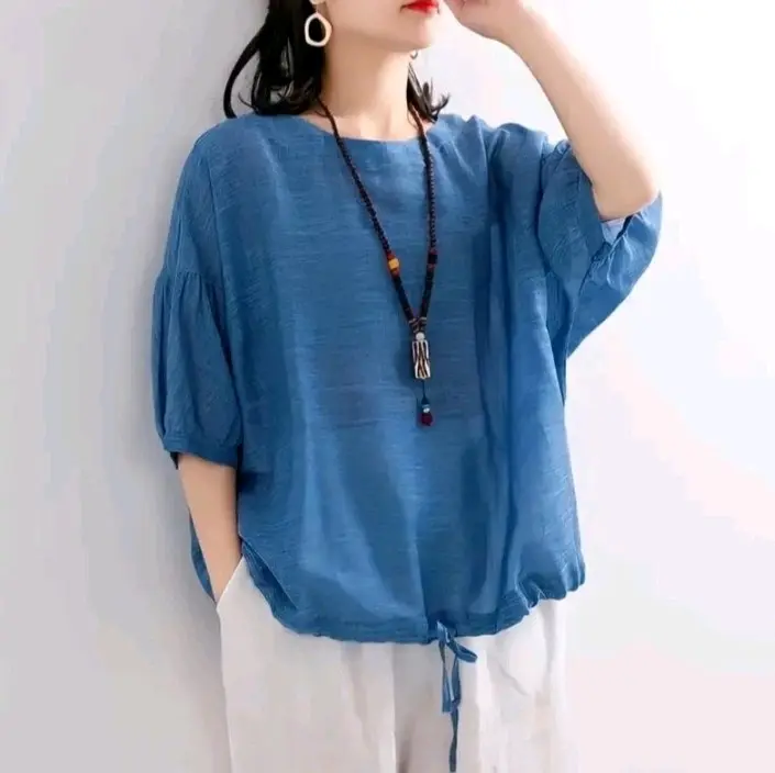 ATASAN BLOUSE WANITA KERUT BAWAH CASUAL FASHION MODEL TERBARU LEBARAN 2024 SIZE M/L/XL/XXL