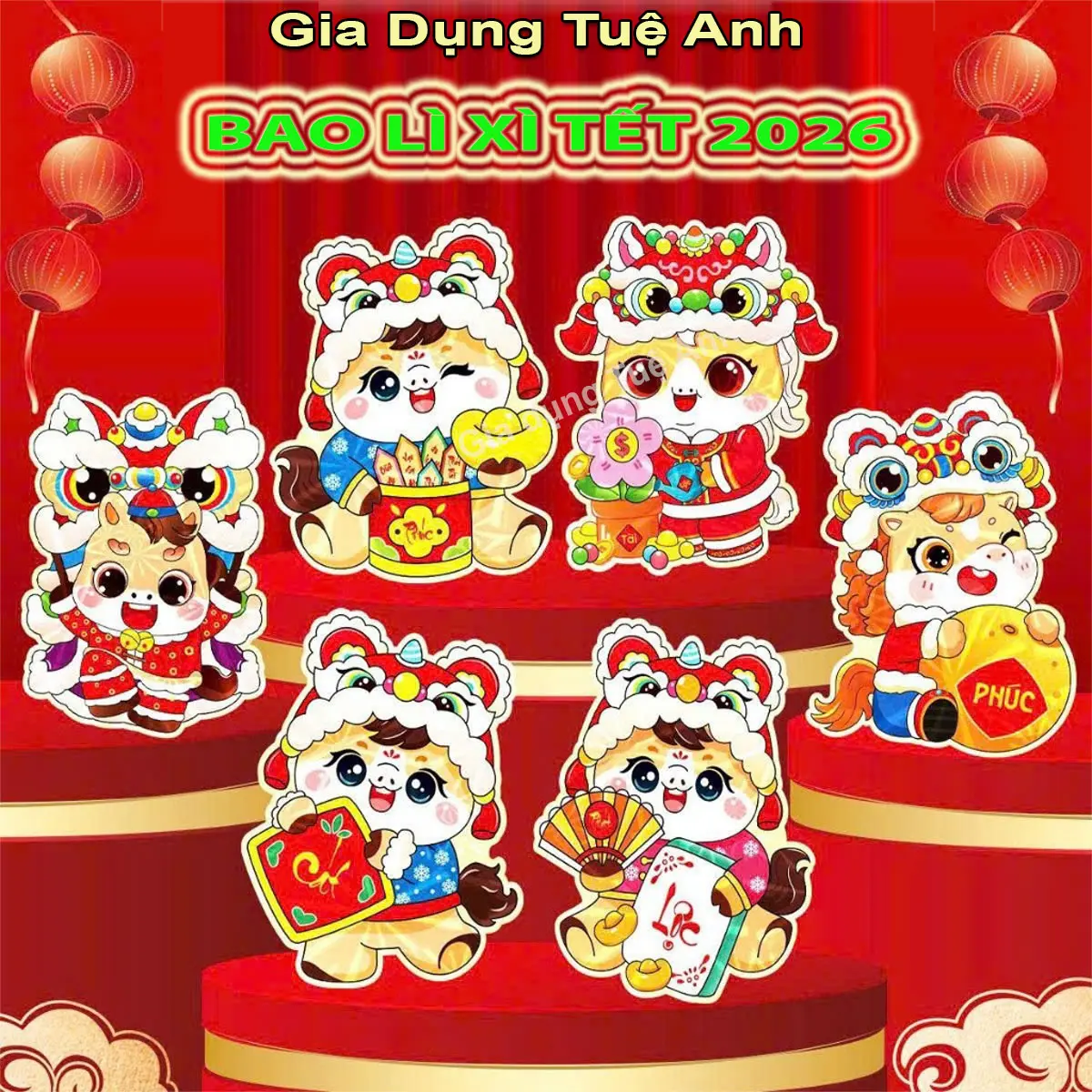 COMBO 50-100 Bao Lì Xì Chibi Siêu Cute Dễ Thương Bính Ngọ, Bao Lì Xì Hot Trend Tết 2026, Phong Bao Lì Xì Họa Tiết 3D Phản Quang Lấp Lánh chất Liệu Giấy Cực Dày Cáng Bóng ( Shop Mix Mẫu Ngẫu Nhiên )