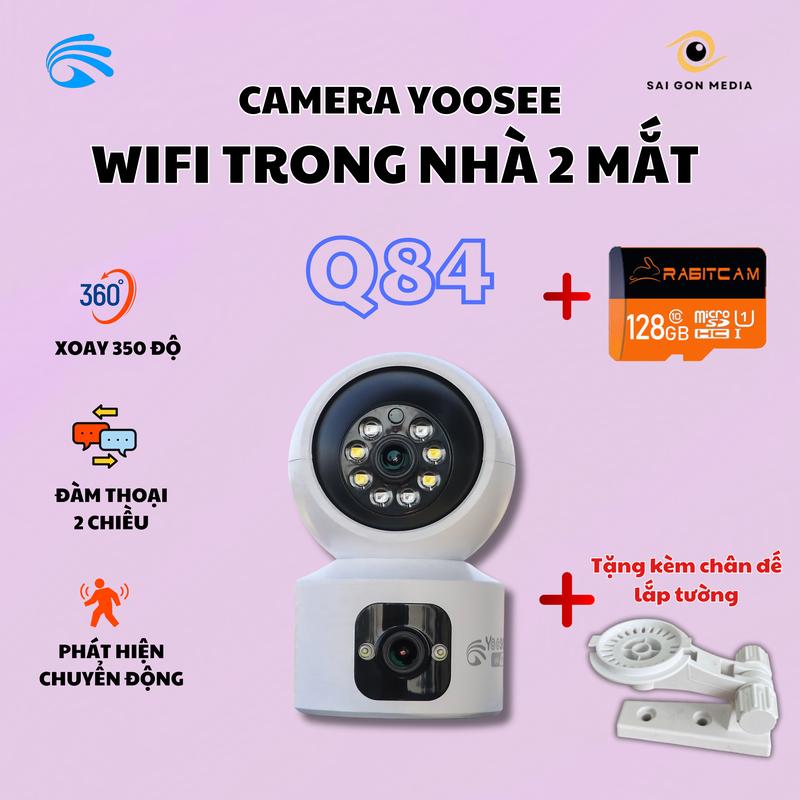 Camera Wifi Yoosee 2 Mắt Trong Nhà Q84-Xoay 360-Đàm Thoại 2 Chiều-Xem Đêm Có Màu