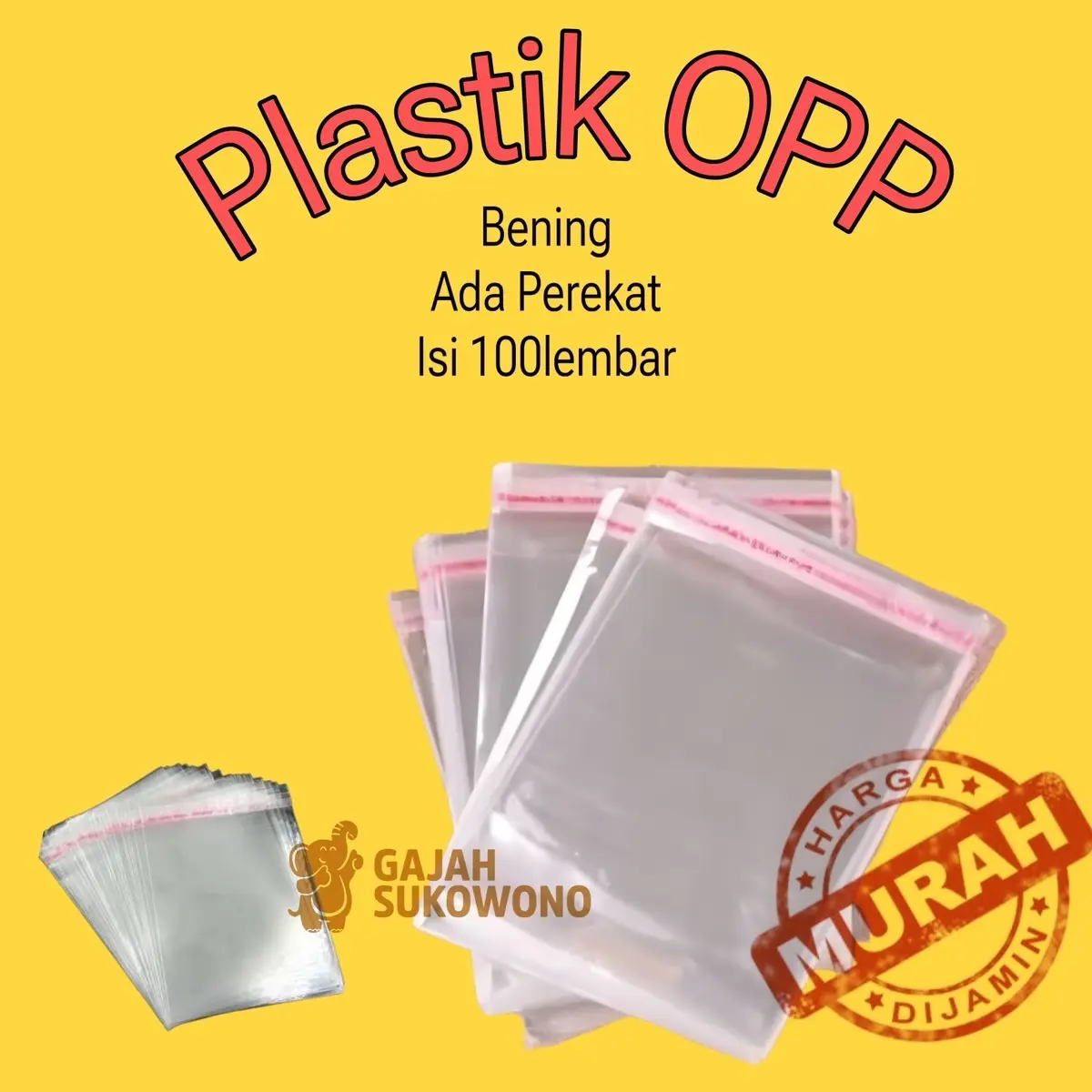 Plastik OPP Bening Lem Perekat Bungkus Kue Basah Roti 1pak 100lembar