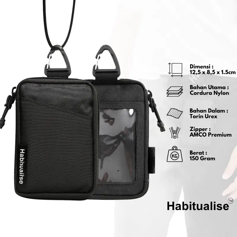 Habitualise Dompet Kartu Lanyard ID Card Dompet Gantung Pria Wanita Nyttig