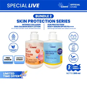 [ Harga Spesial Live ] [Paket hemat  - 2 Pcs]  LIORA DNA Salmon Lotion 200ml + Sunscreen SPF 40 PA++++ 200ml | Paket mencerahkan kulit kusam & perlindungan maksimal sinar UVA UVB - Body serum sunblock anti belang, melembapkan & menutrisi kulit