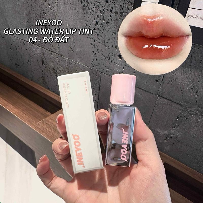[Tặng thêm 2 son trong livestream] Son bóng Ineyoo Glasting Water Lip Tint 04 Đỏ nâu quế (juicy blue 01 + juicy blue 02/06)