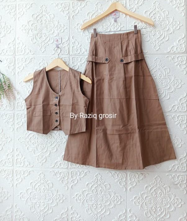 Product Introduction of Setelan Anak Peremuan Eva Vest + Rok Polos Fashion 8