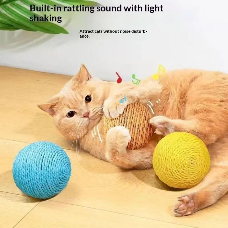 Sisal tương tác mèo Bóng đồ chơi bền chống cắn răng mài nhai đồ chơi cho tất cả các giống mèo Nhà chơi Pet chăm sóc răng cung cấp