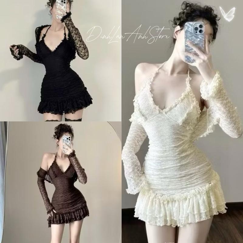 Set Váy “YẾM REN ” kèm khoác nhúng bèo tiểu thư nữ tính xinh xắn - DinhLanAnhStore