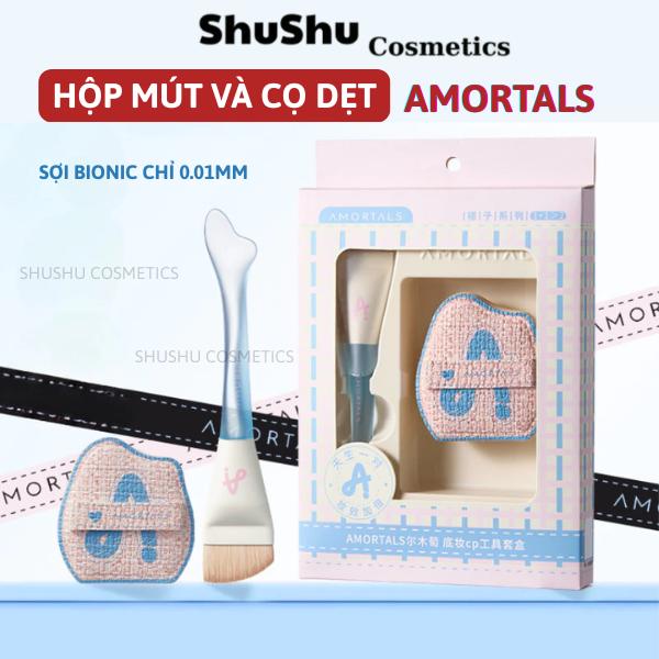 Set DụnG Cụ Tán Nền Mút & Cọ Dẹt, Dụng Cụ Makeup AMORTALS Đa Năng Gồm Bông Mút…