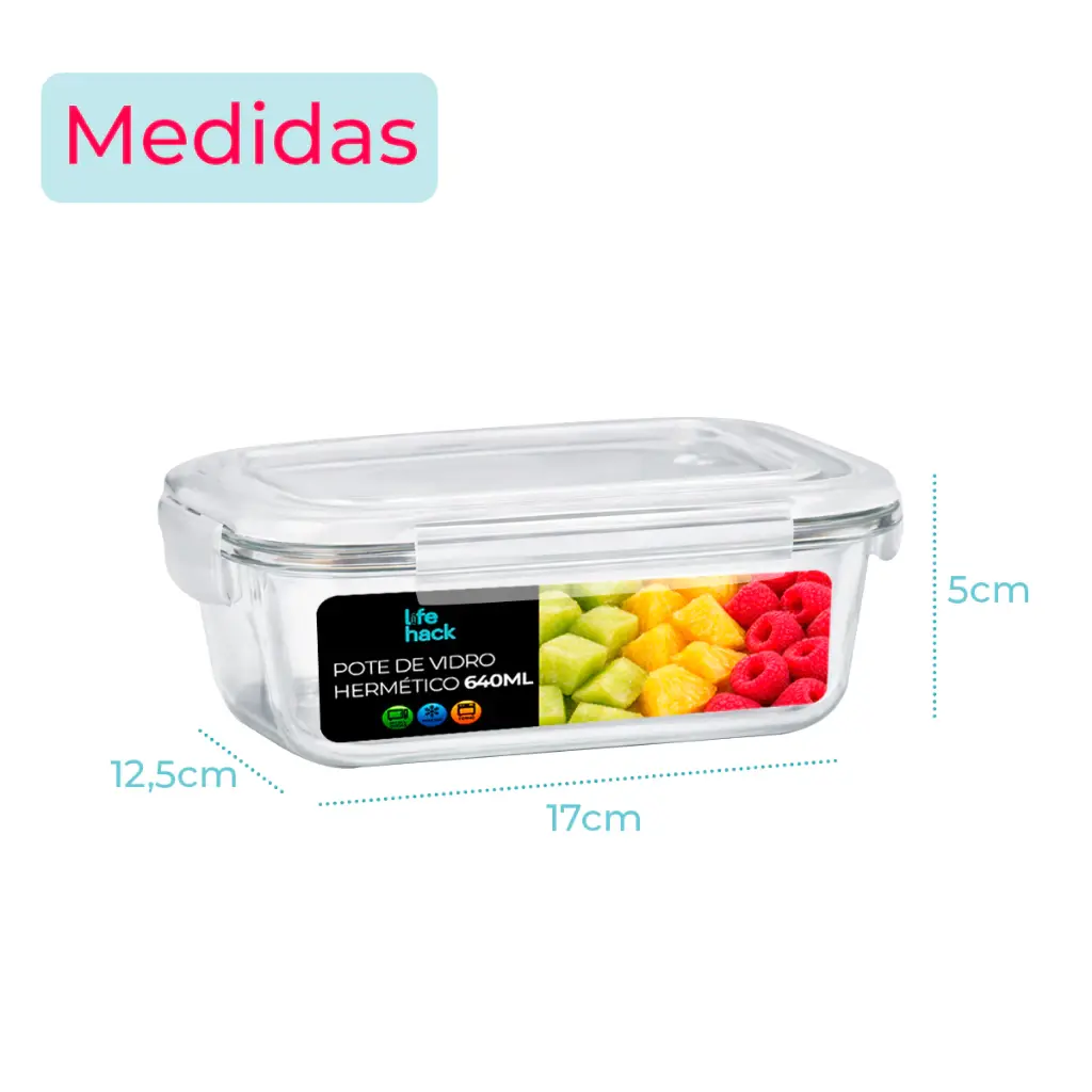 Conjunto Potes 370/640/1040ML Vidro Hermético Mantimentos Marmita Premium - imagem 6