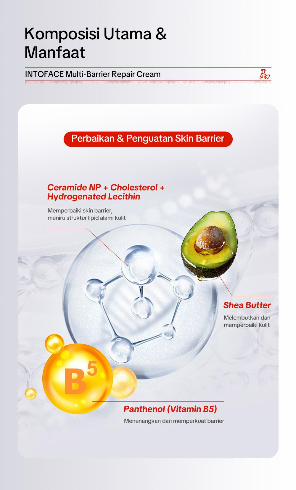 INTOFACE Multi-Barrier Repair Cream｜Atasi Kulit Kering & Sensitif ｜Redakan Kemerahan & Gatal Instan｜Hypoallergenic & 0% Iritasi Wajah Facial