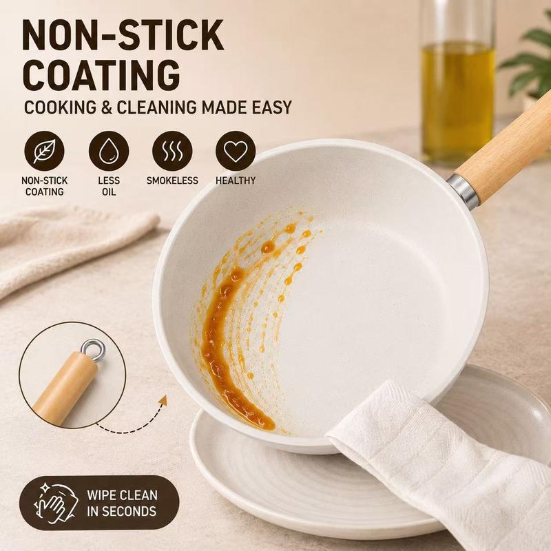Nồi nhỏ nấu sữa cho bé bằng đá Maifan, nồi làm thực phẩm bổ sung cho bé, nồi chiên/hấp dành cho trẻ sơ sinh, nồi đáy phẳng chống dính dùng trong gia đình, nồi mì ăn liền không dính