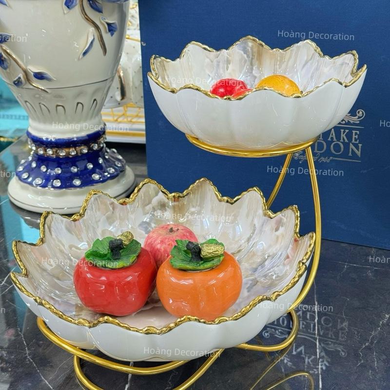 Khay 2 Tầng - 3 Tầng Đựng Bánh Kẹo Vân Đá. Khay Đựng Mứt Tết Tông Màu Vân Đá,Khay Mứt Tết. Kệ Đựng Bánh Kẹo Hoa Quả Tết