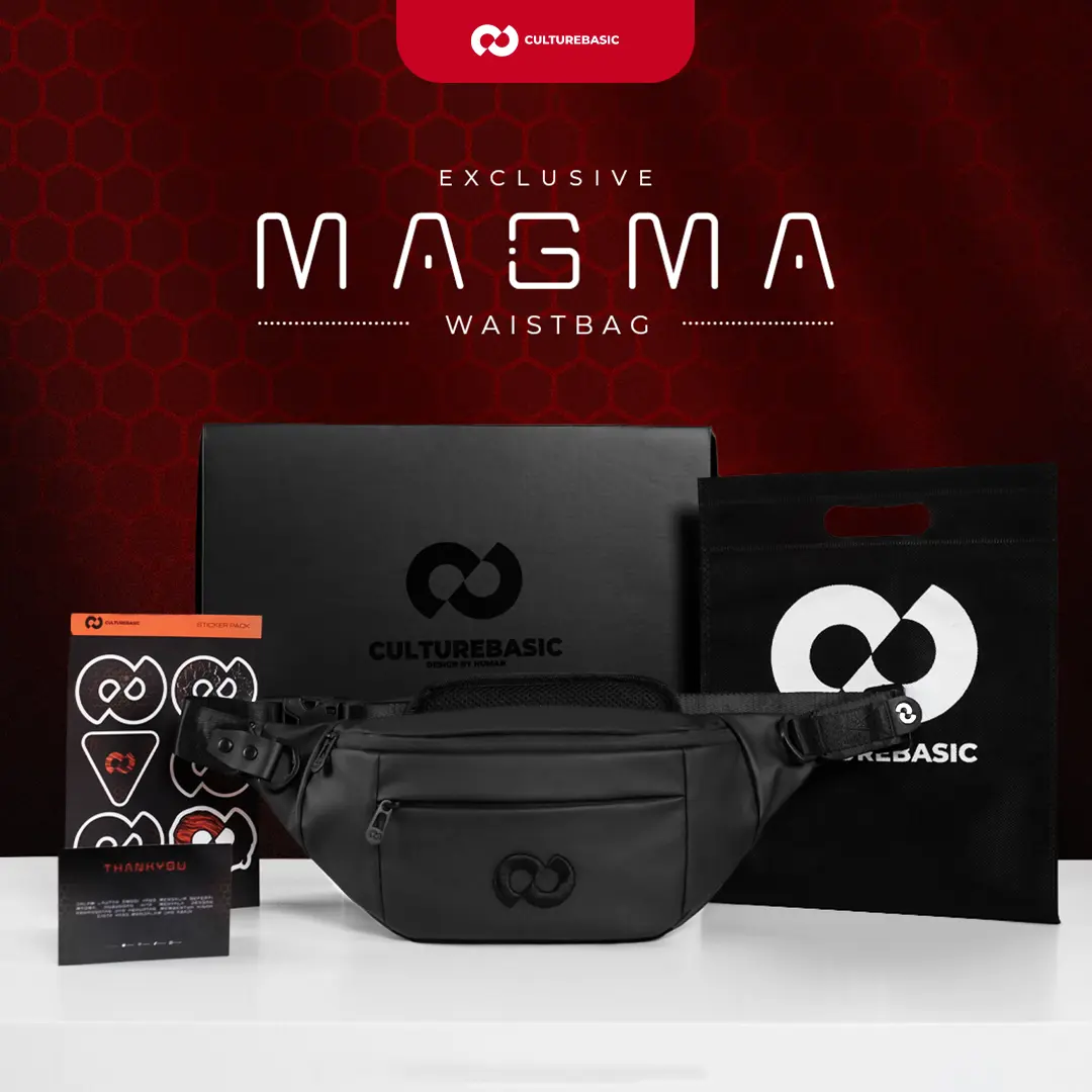 Culture Basic | Magma Waistbag | Tas Selempang Pria  Waterproof | Tas Pinggang Hitam Polos Multifungsi Cowok | Kado Pasangan
