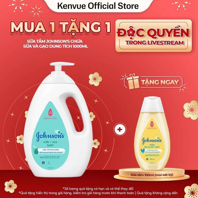 Sữa tắm Johnson's Baby chứa Sữa và Gạo Sữa và Yến Mạch dung tích 1000ml - Dưỡng ẩm | Dưỡng da body | Cho bé