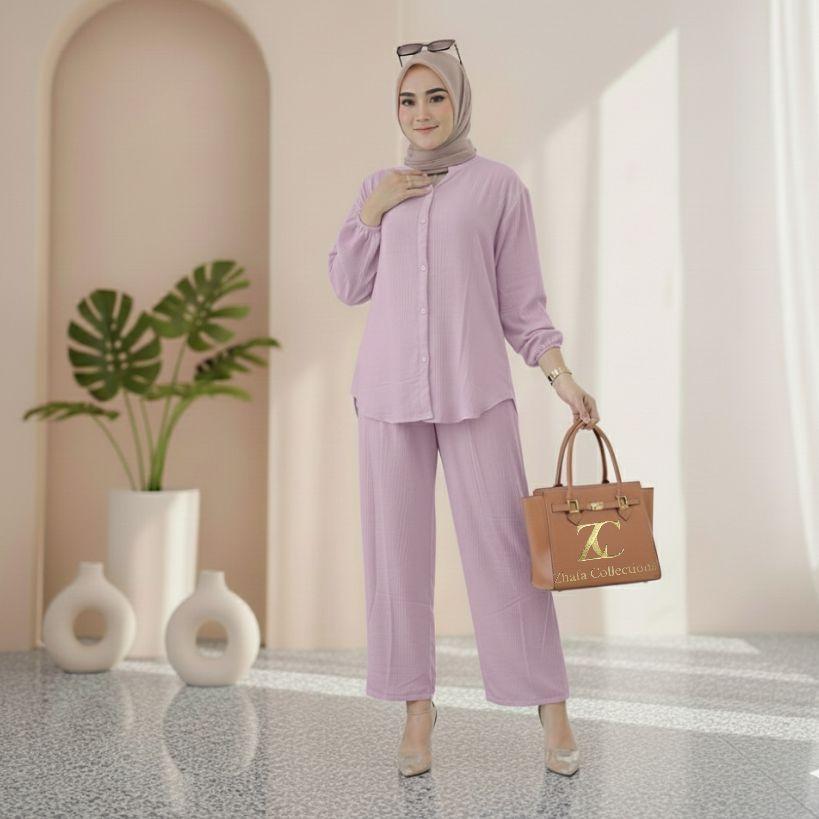 PROMO LIVE 3 SETELAN WANITA ONESET KEKINIAN CRINCLE ATASAN DAN BAWAHAN PANJANG PILIH WARNA UKURAN