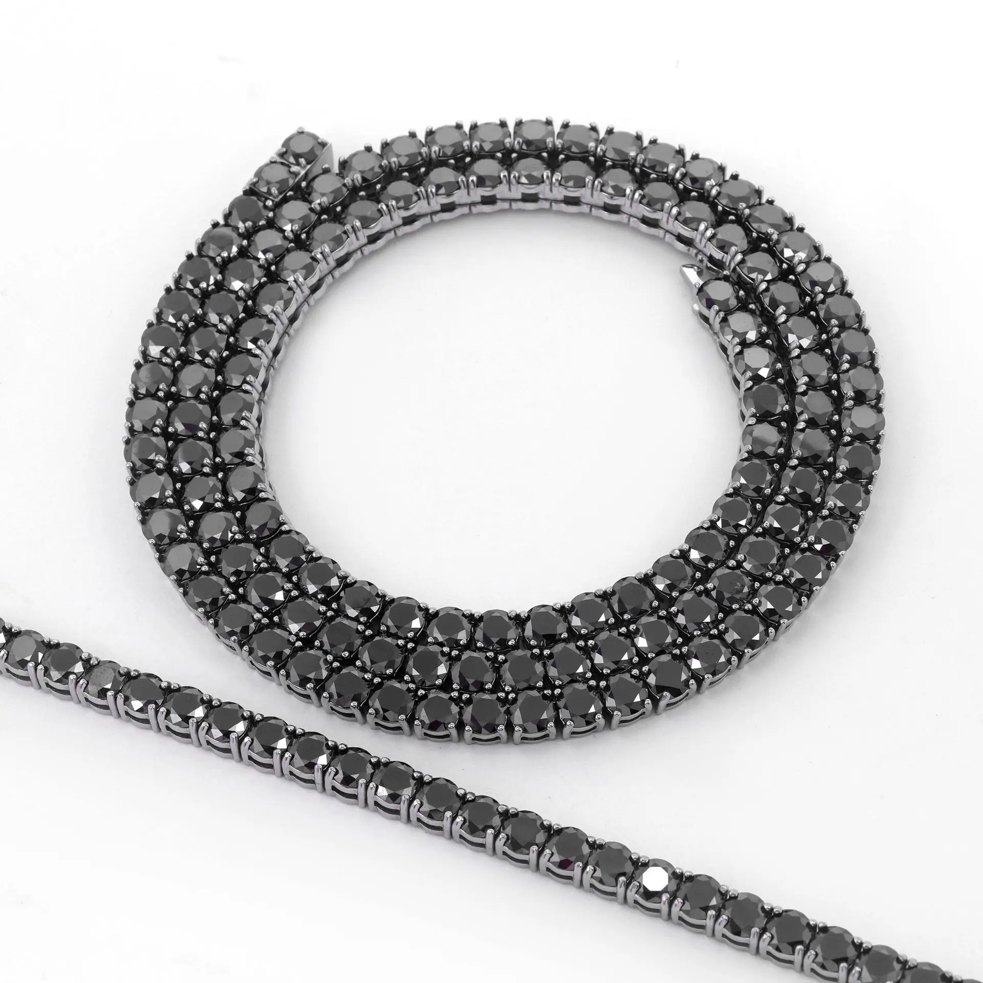 4-5mm Men Women Moissanite Tennis Chain Rose Yellow Moissanite Tennis Bracelet Stainless steel Tennis Chain For Women Men