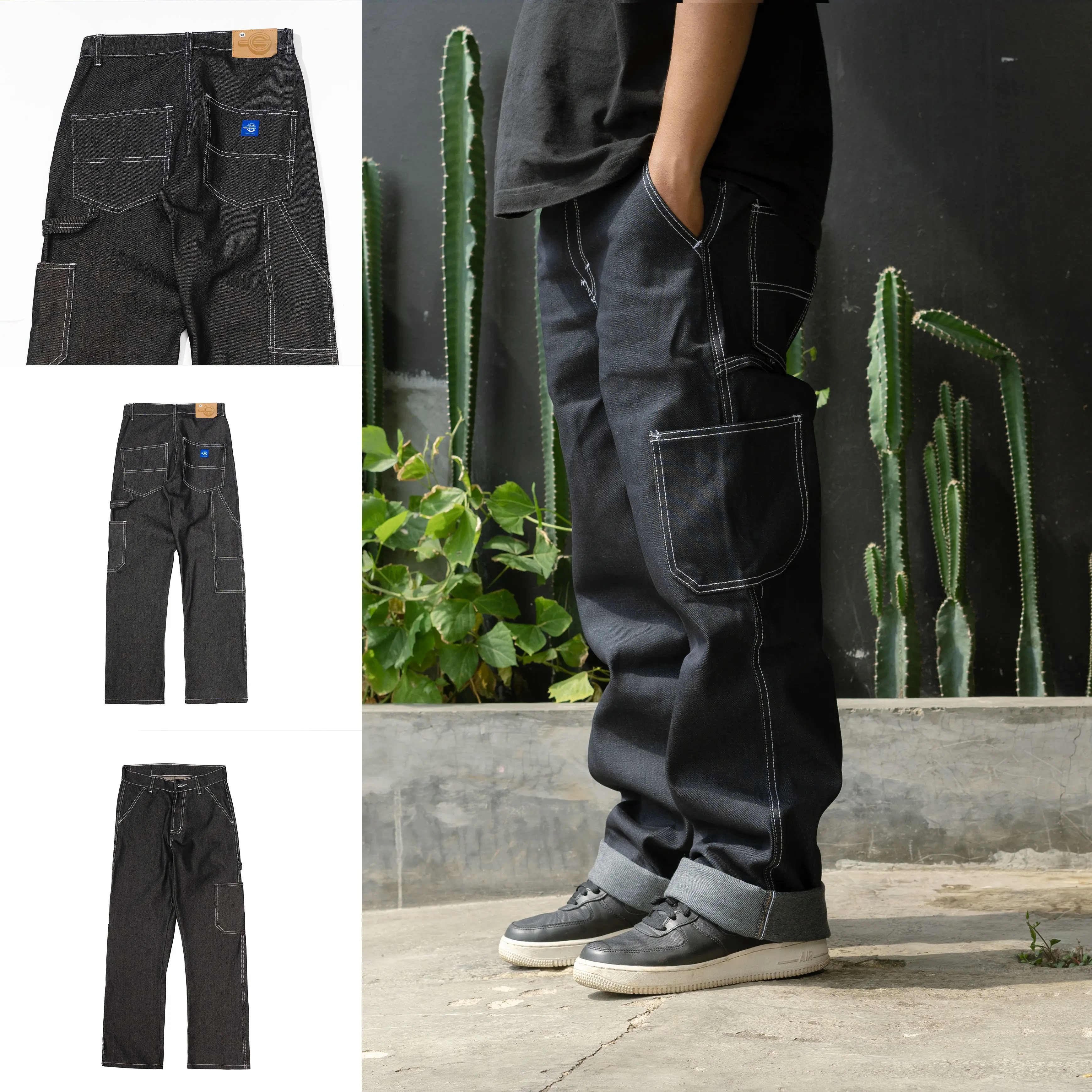 Goodfatherbrand Celana Carpenter Denim Blue-Black 14oz | Cargo Panjang | PREMIUM SERIES