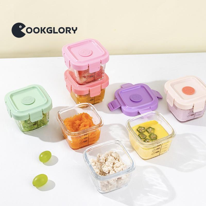 Cookglory 3 IN 1 Wadah Mpasi Bayi / Tempat Mpasi Kaca / Baby Glass Food Container Set 3