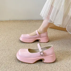 SK-034 [Sepatu DNY] Sepatu Kerja Cewek Hitam Polos Simple Sepatu Platform Wanita Kasual Spatu Loafers Shoes Perempuan