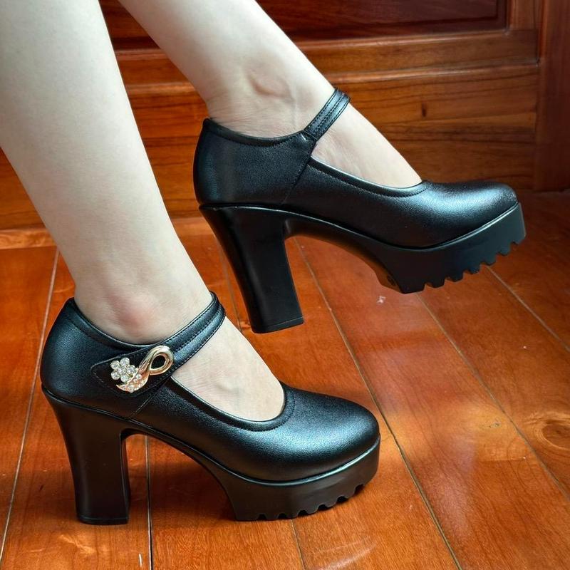 Giày Cao Gót Nữ 10cm Quai Dán – Đế PU Siêu Nhẹ Da Mềm Êm Tăng Chiều Cao Tôn Dáng | Gudinashop