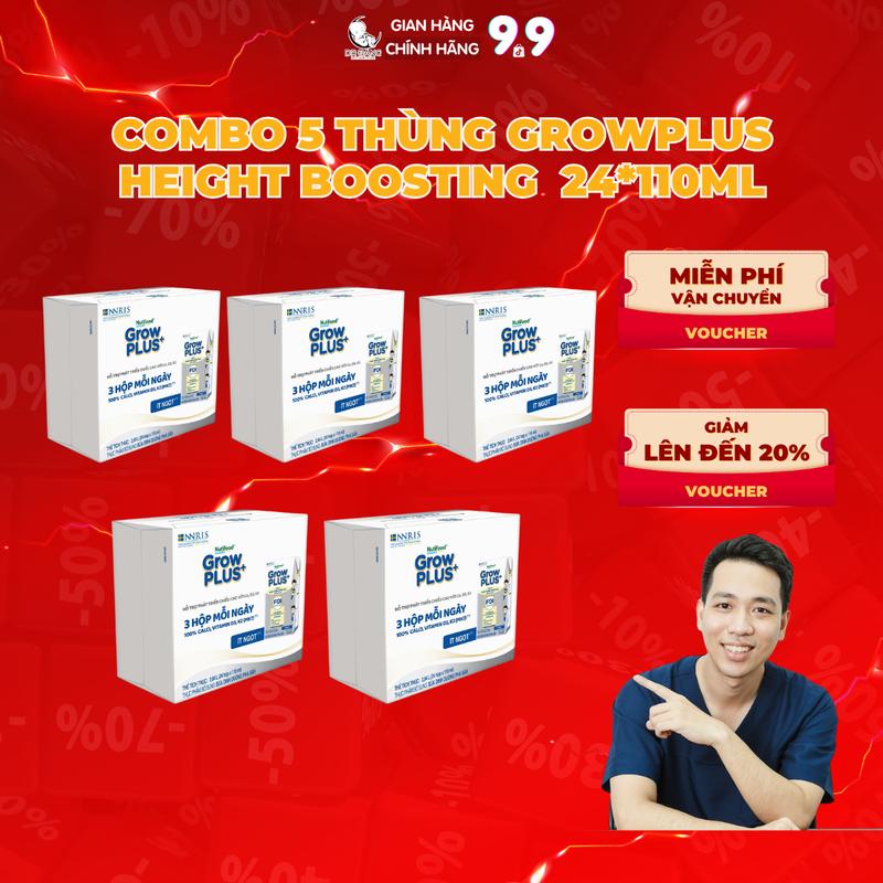 Live Daily Combo 5 Thùng Sữa Nước Growplus 24*110ml Hỗ Trợ Phát Triển Chiều Cao & Não Bộ Tốt Cho Hệ Tiêu Hóa