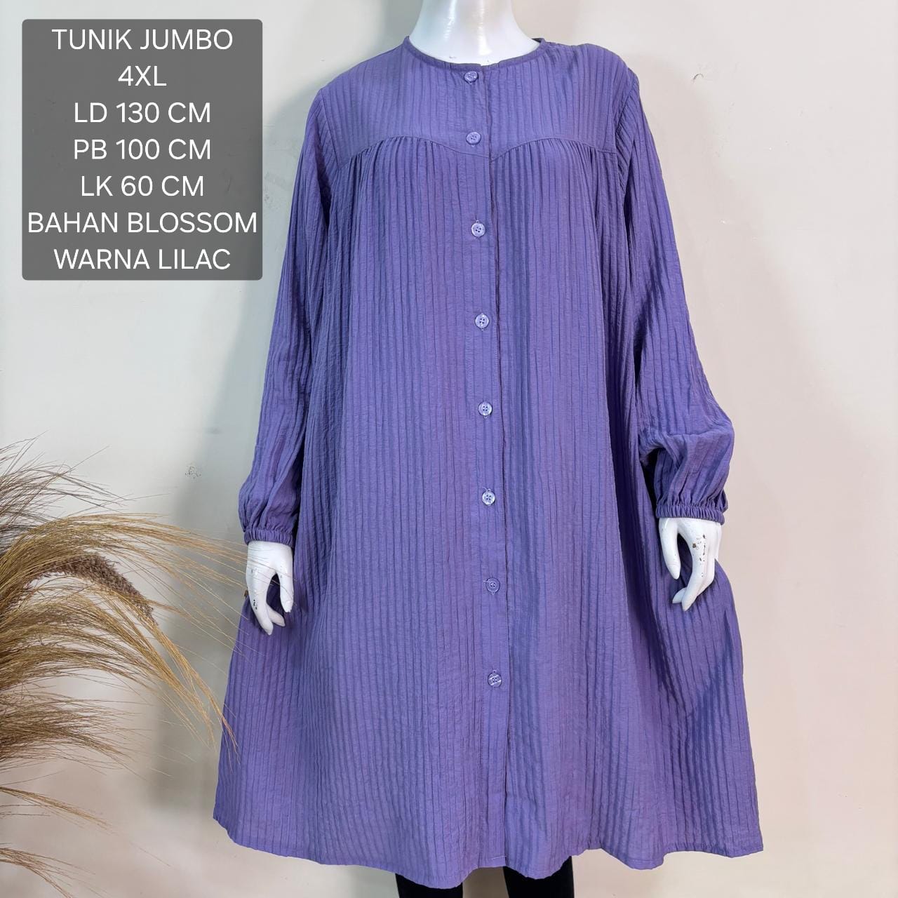 Tunik Jumbo Ld 130 Cm Model Polos Kekinian - Blossom Tunik