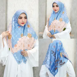 Zalika Fashion Jilbab Segiempat Motif Digital Printing Eksklusif Bahan Voal Premium Desain Unik Kerudung 110x110cm Warna Cerah Motif Elegan Finishing Laser Cutting