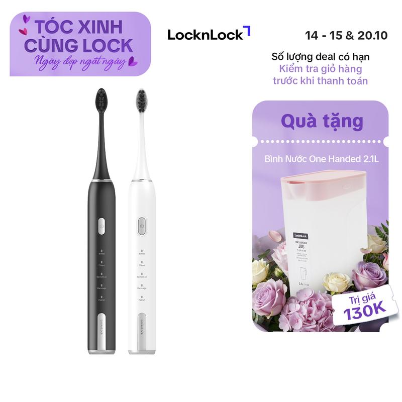 [NEW] Bàn chải đánh răng điện kèm hộp đựng LocknLock ENR386 Electric toothbrush 3.7V, 2W, 2 màu trắng/đen