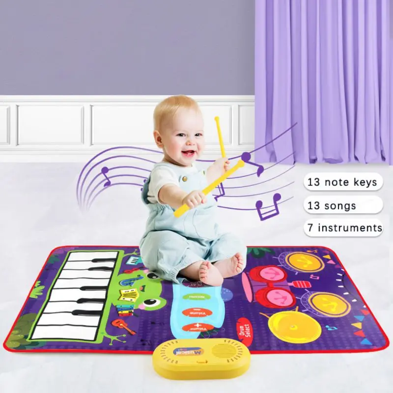 Đồ Chơi Bộ Ghép Hình Cho Trẻ Em, Thiết Kế 2 Trong 1, Thảm Âm Nhạc, Hộp Màu, Hình Ếch, Phiên Bản Hồng, Bao Gồm Thảm Đàn Piano Và 2 Gậy Gõ 0