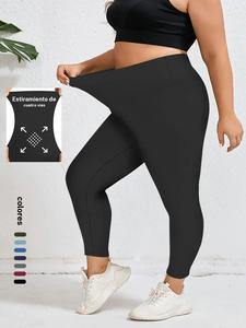 Leggings de cintura alta y ajustados para mujer, pantalones deportivos de base de talla grande, tela suave y elástica, disponibles en múltiples colores