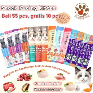 （Beli 55 pcs,gratis 10 pcs）Snack Creamy Stick 16gr untuk – Wet Creamy Treat 100% Daging Asli Kaya Protein, Mengandung Taurine, Fish Oil & Prebiotik