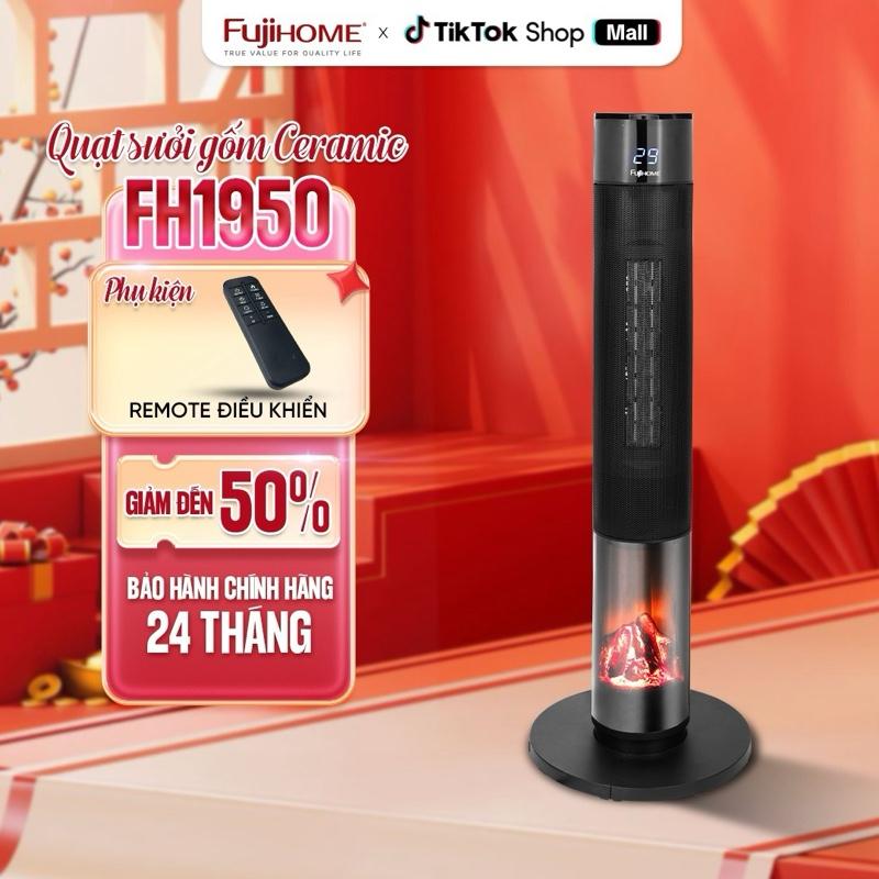  Quạt sưởi gốm Fujihome FH1950 – Sưởi ấm nhanh điều khiển thông minh hiệu ứng lửa sang trọng 