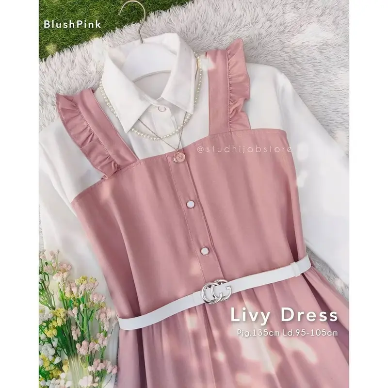 Baju Gamis Wanita Terbaru Livy Dress Gamis Remaja Kekinian Korean Style Busui FREE BELT FRZ Dewasa Muslim gamis  resleting elegan ⁠chocomilk gam is polos Crepe Kondangan Lebaran Pesta 4