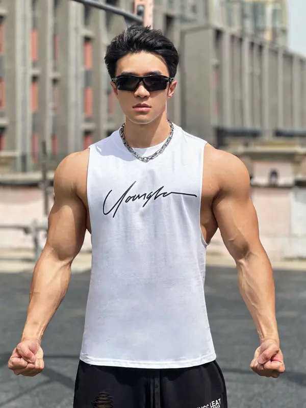 Tanktop Singlet Pria Cowok Olahraga Katun BX38 0